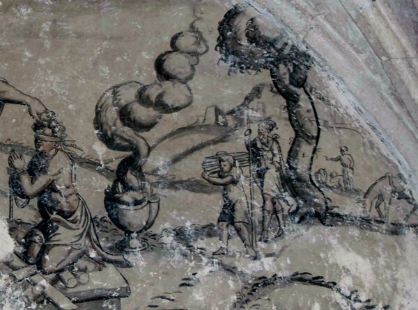 Testera lunette, mural detail - Upper cloister walk