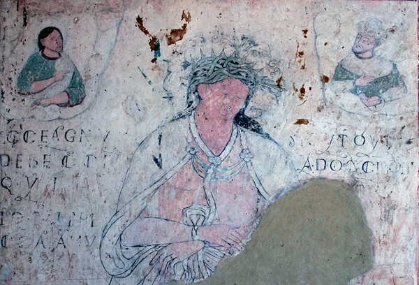 Anteportería mural closeup, Ecce Homo - San Miguel Arcángel, cloister with murals