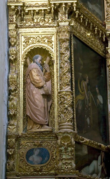 Lower tier, outside sculpture left - High Altar & Chancel Arch