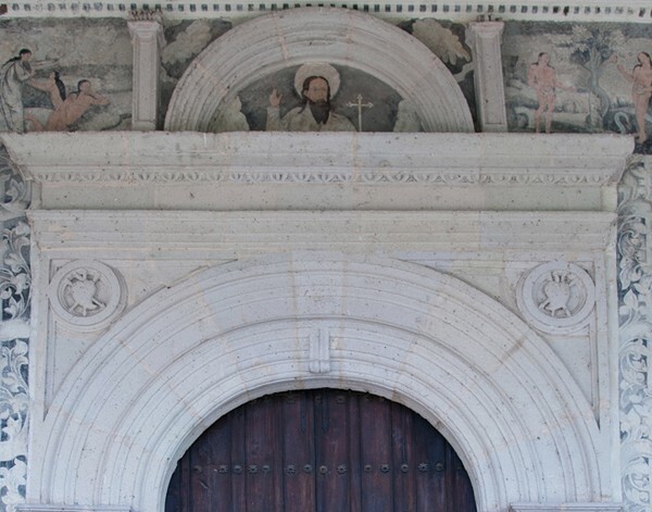 Portería, cloister portal, closeup - Santa María Magdalena, church & portería