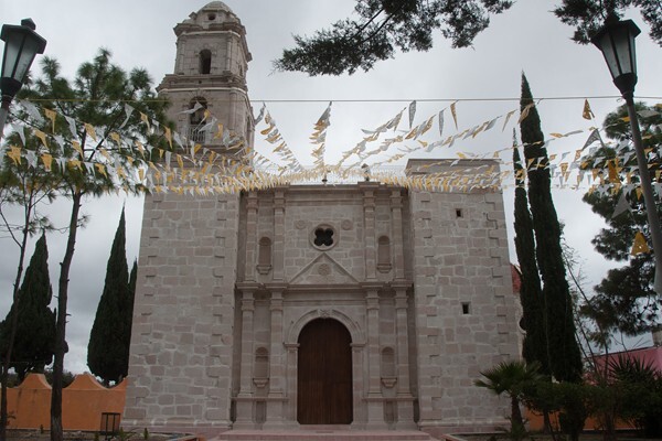 Santiago, façade & bell-tower - Tlacotepec Plumas, Oaxaca