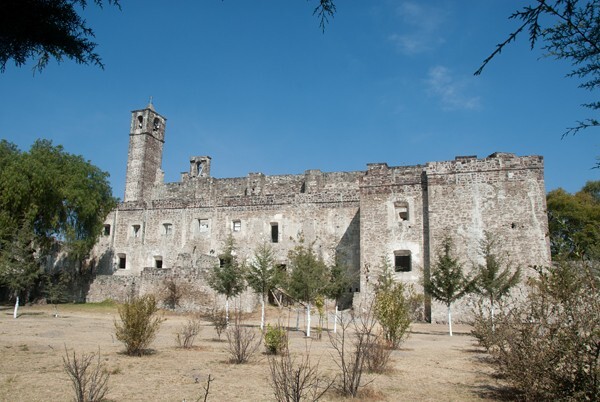 Huerta - San Juan Bautista, façade, portería, porciúcula door, cistern & atrial gate