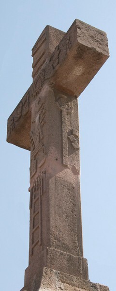 San Buenaventura, atrial wall cross at angle - Cuautitlán, México