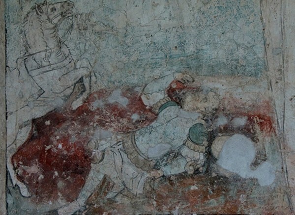 Convento cell mural, St. Paul, detail - San Martín, nave, cloister & convento