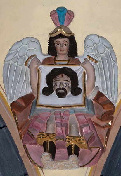 Santa Inés, cupola pendentive, Passion Angel with Veronica - Santa Inés, Tlaxcala