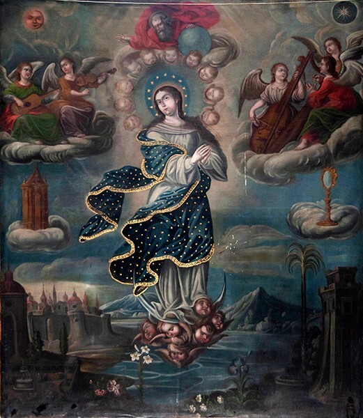 San Cristóbal, nave painting, Virgin Immaculate - Coyotepec, México