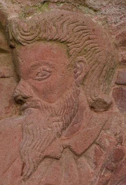 Façade portal, right pilaster, St. Paul, detail - San Pedro Apóstol