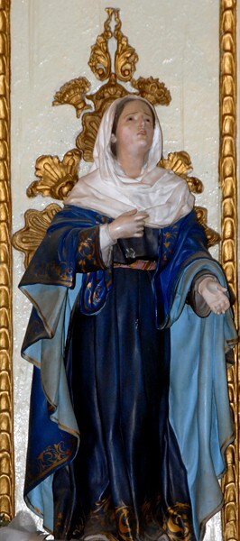 San Ignacio, high altar, top tier mid sculpture, Our Lady of Sorrows - Parras de La Fuente, Coahuila