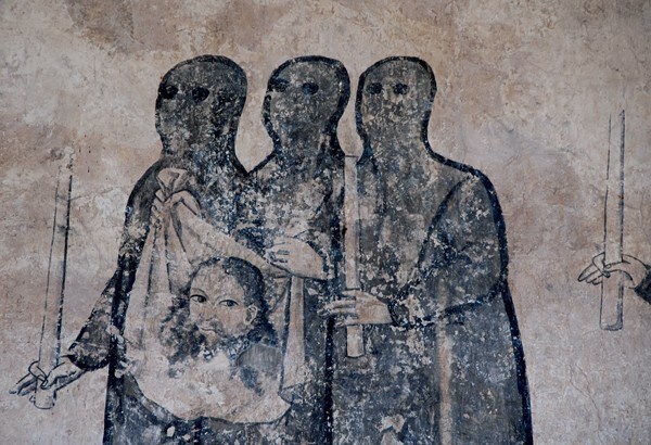 San Juan Bautista, vestibule, S wall fresco, Passion of Christ, detail - San Juan Teitipac, Oaxaca