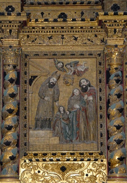 La Transfiguración, high altar, lower tier right panel - Façade, porterías, high altar & baptismal font