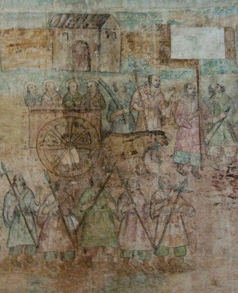 S wall mural, detail - Nuestra Señora de La Asunción (Catedral), nave & murals