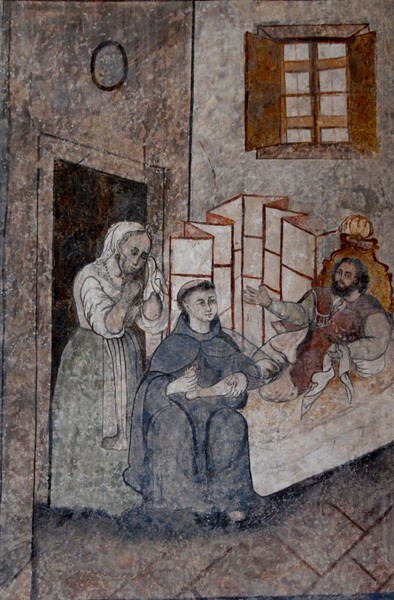 St. Anthony healing the sick, detail - Upper cloister walk murals