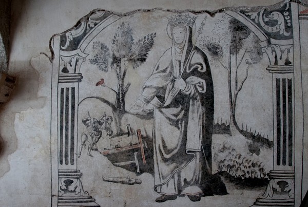 Upper cloister walk mural, St. Helen - San Juan Bautista