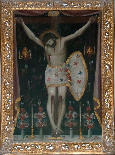 Santa María, nave painting, Crucifixion - Chiconautla, México