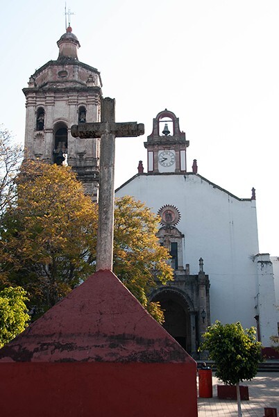 Façade, bell-tower & atrial cross - San Juan Bautista