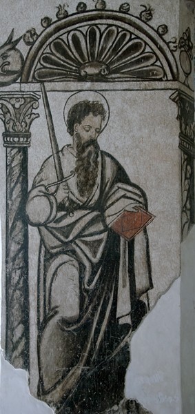 Santo Domingo, lower cloister walk pier mural, St. Paul - Oaxtepec, Morelos