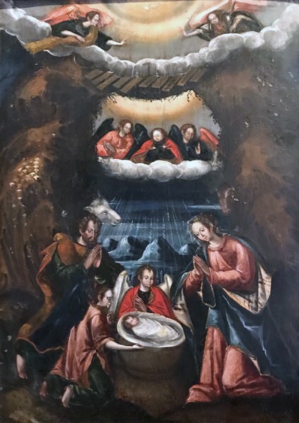 Nativity, oil on copper, anonymous - Casa de los Muñecos, Museo Universitario