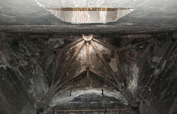 San Francisco, sanctuary, rib vault - San Francisco Totimehuacán (ruins), Puebla