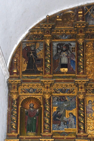 San Francisco, high altar, middle & top tiers (left) - Oxkutcab, Yucatán