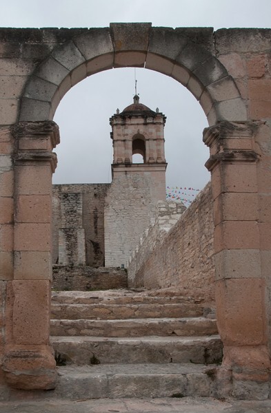 San Antonio, bell-tower & atrial gate - San Antonio Acutla, Oaxaca