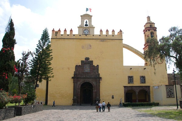 San Bernardino de Sena, façade, portería & bell-tower - Xochimilco