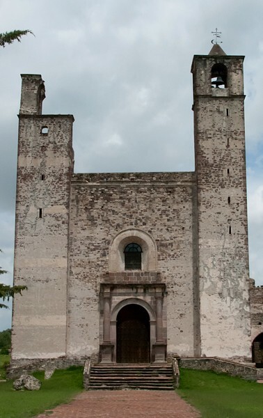Façade - San Juan Bautista, façade, portería, porciúcula door, cistern & atrial gate