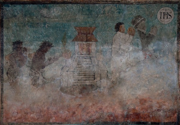 Santa María, S wall, Pagan shrine - Santa María, South nave wall murals