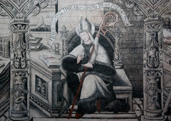 Upper tier, center mural - North wall murals