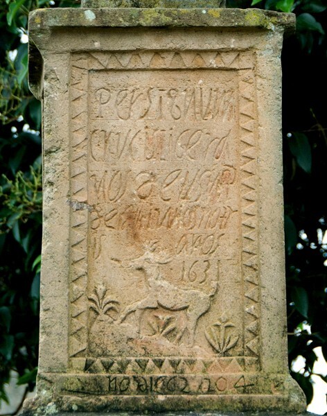 Hospitalito cross, base relief & date - Ajuno, Michoacán