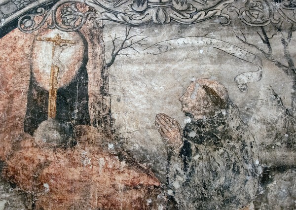 Augustinian monk before The Crucifixion - Lower tier murals