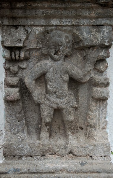 La Natividad de Nuestra Señora, façade, right column base relief, - Zapotitlán de Méndez, Puebla