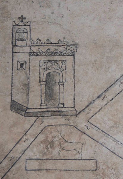 San Simón y San Judas, convento vestibule mural, detail - Calpulalpan, Tlaxcala