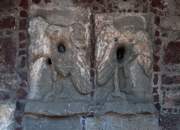 Atrial wall, aljibe water spouts - Façade, lateral portal, gate cross, posa chapel, apse & atrial wall