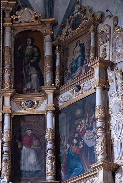 High altar, upper paintings (right) - San Martín, nave, cloister & convento