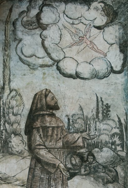 Capilla abierta, Seraphic Vision (left), detail - San Miguel Arcángel