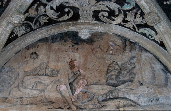 Second story cloister walk, lunette mural - Santa María Magdalena, cloister & convento