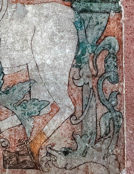 Ixmiquilpan, Hidalgo, San Miguel Arcángel, South nave mural, centaur  - Battle scene