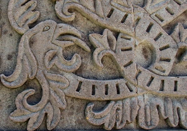 Façade portal, left pilaster, deatil - Santiago Apóstol