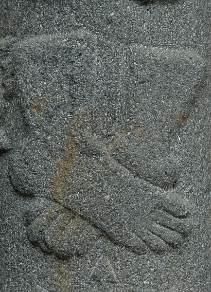 Atrial cross front, feet of Christ - San Martín, façade, posa chapel & atrial cross
