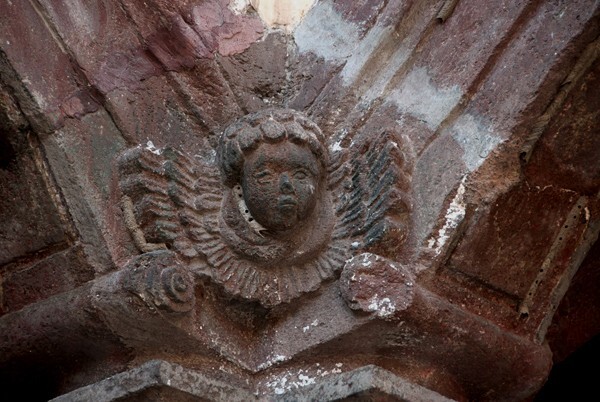 San Bernardino, cloister arches relief, cherub - Xochimilco