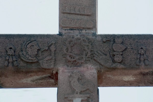 San Buenaventura, atrial wall cross, front, crossing - Cuautitlán, México
