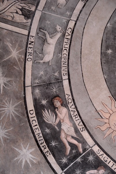 San Agustín, sacristy ceiling, zodiac signs, Capricorn & Aquarius - San Agustín