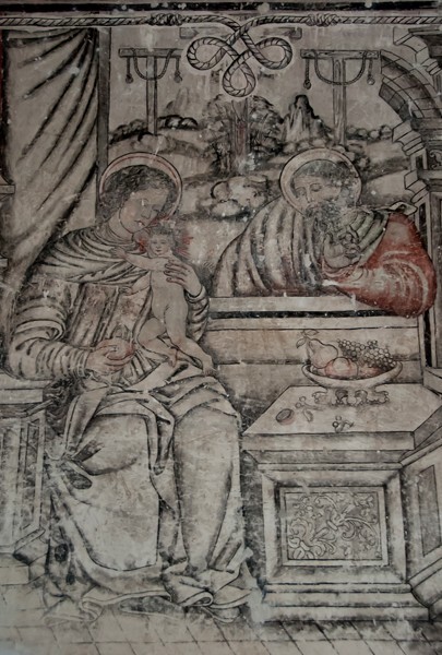 Sala de profundis mural, Holy Family - San Francisco, façade, portería, cloister & murals