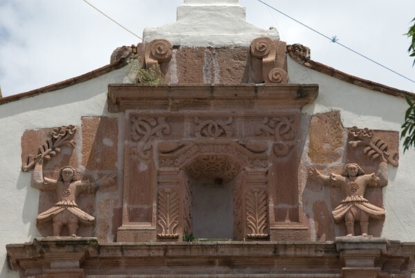 San Juan Bautista, façade, gable relief - Maravatío, Michoacán