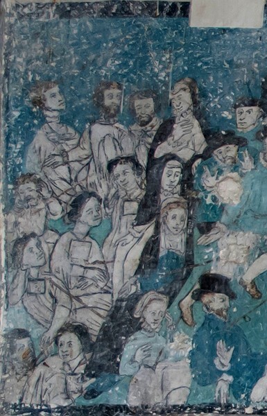 Los Santos Reyes, upper story testera mural, detail - Los Santos Reyes, cloister & murals