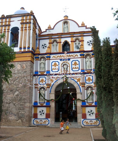 San Jacinto, façade & bell-tower - Ocotlán de Morelos, Oaxaca