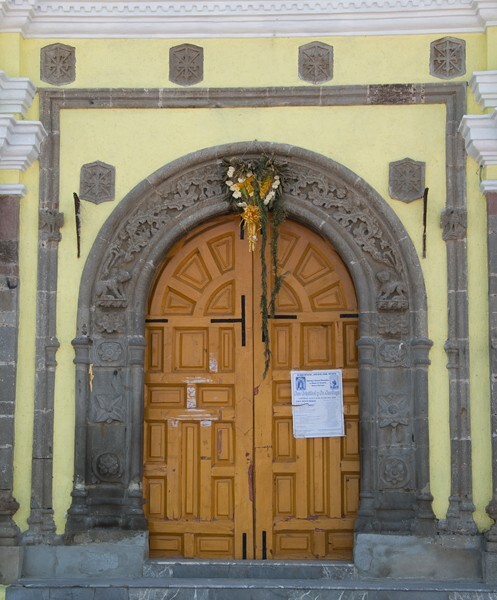 Nexquipayac, México, San Cristóbal, façade alfiz & main portal - Nexquipayac, México