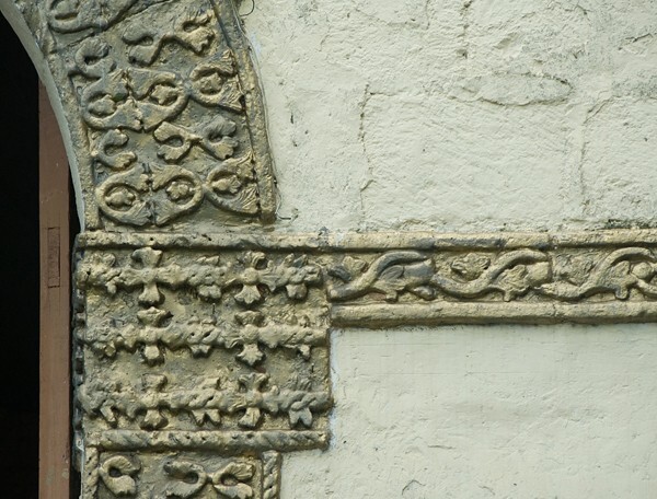 San Nicolás de Tolentino, façade portal, archivolt, impost & alfiz - Nonoalco, Hidalgo