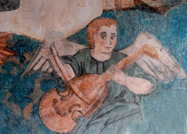 San Bernardino de Sena, sanctuary mural, cherub - Valladolid (Sisal), Yucatán