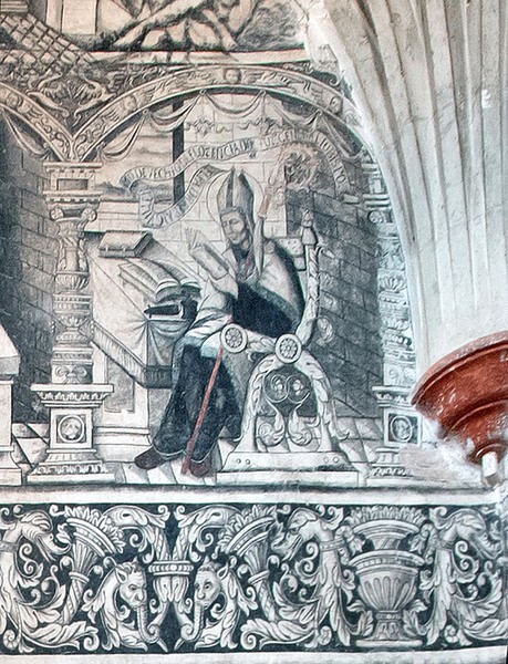 Top tier, right figure - West wall murals